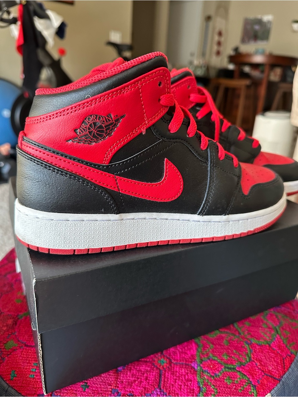 Jordan Kids Red and Black High-Top Sneakers